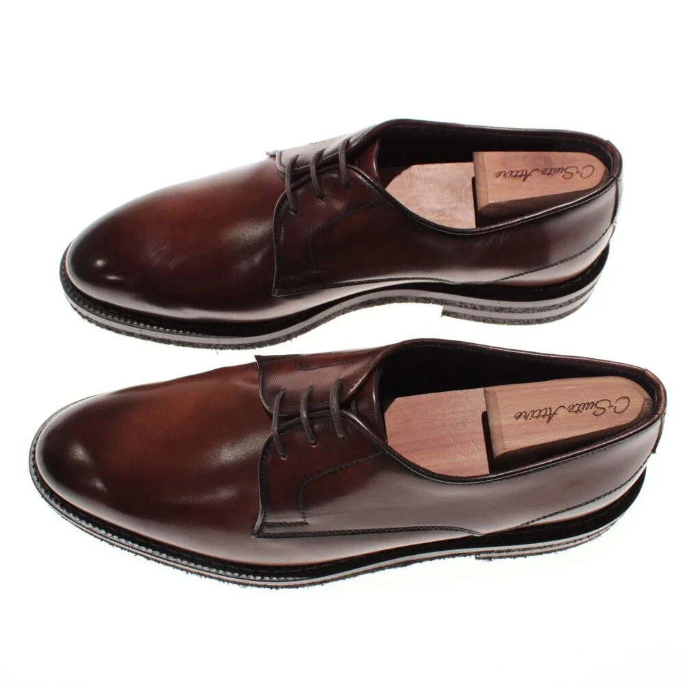 Di Bianco NWD Lace Up Derby Dress Shoes Size 9 US in Brown Leather Made in Italy